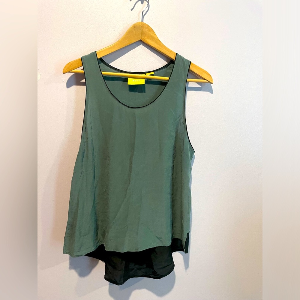 Mauve Teal and black silk tank top size 12 P